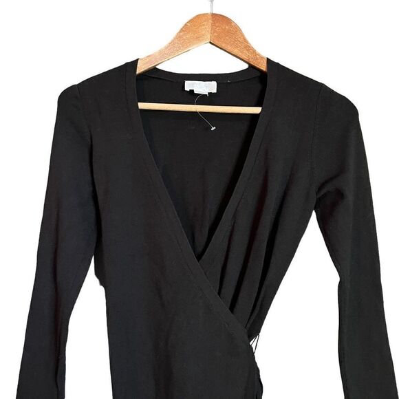 Loft black knit wrap top. Size extra small - Picture 7 of 10
